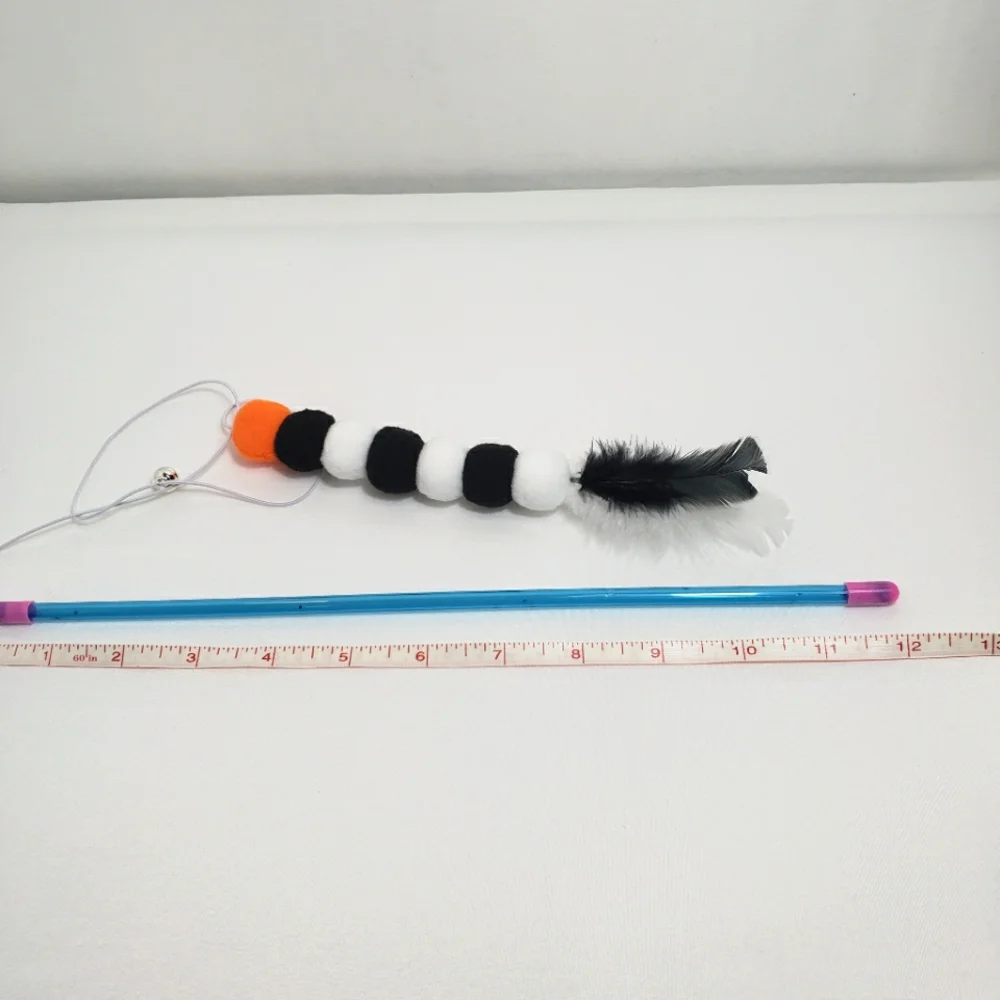 Cat Elastic Rope Pom Pom Feather Teaser Stick Small